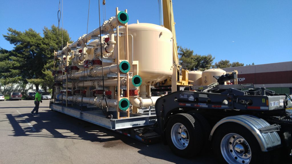 City Water Treatment Skid on Flat Bed Truck for Delivery